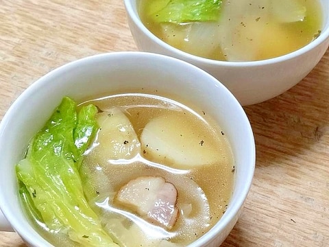 新じゃがと春キャベツとベーコンのスープ